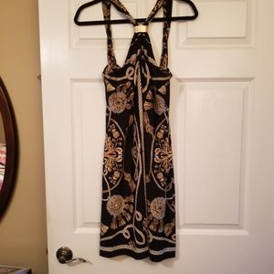 Black and gold toga style dress